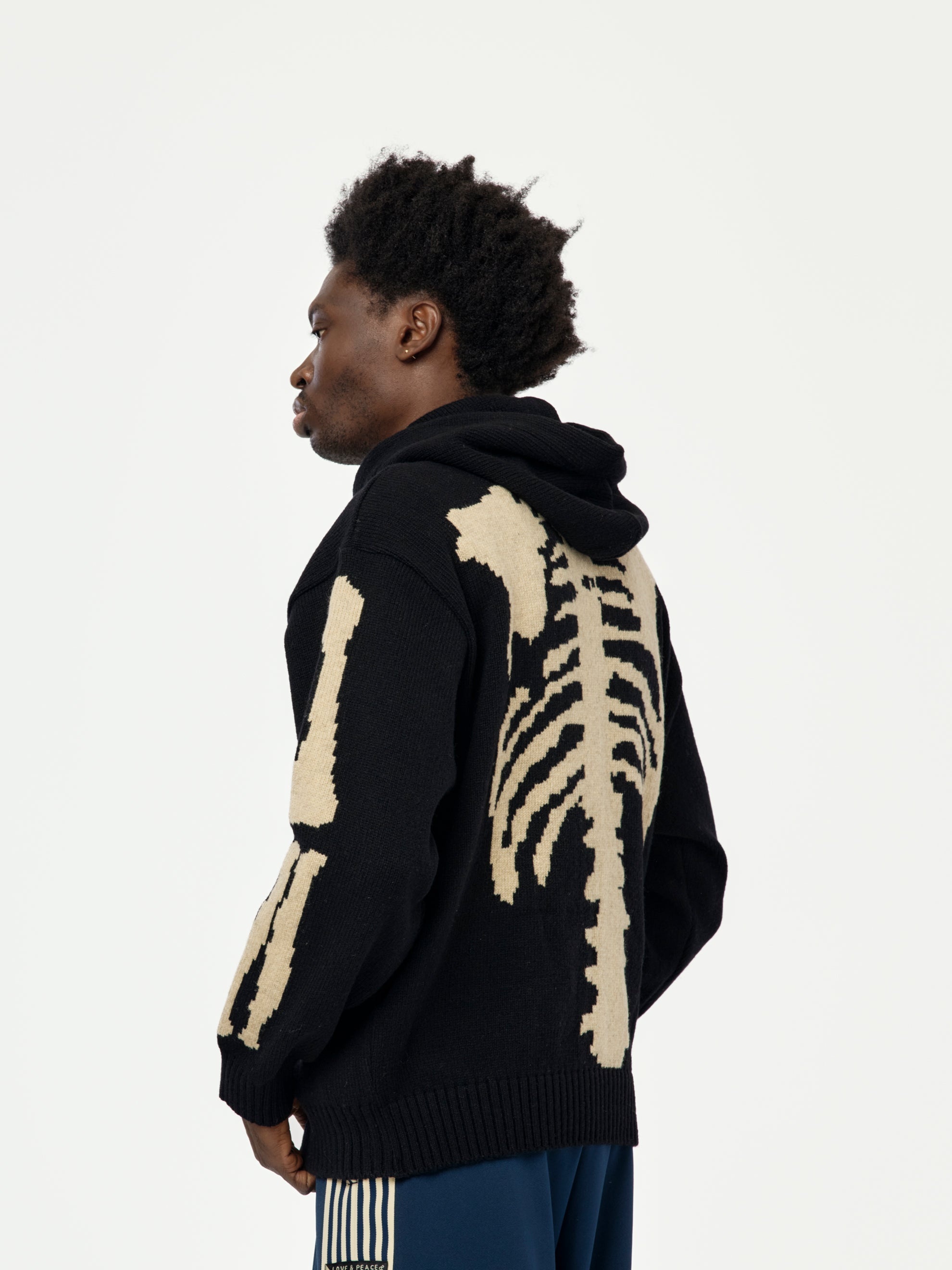 5G WOOL BONE HOOD SWEATER (BLACK) - 2