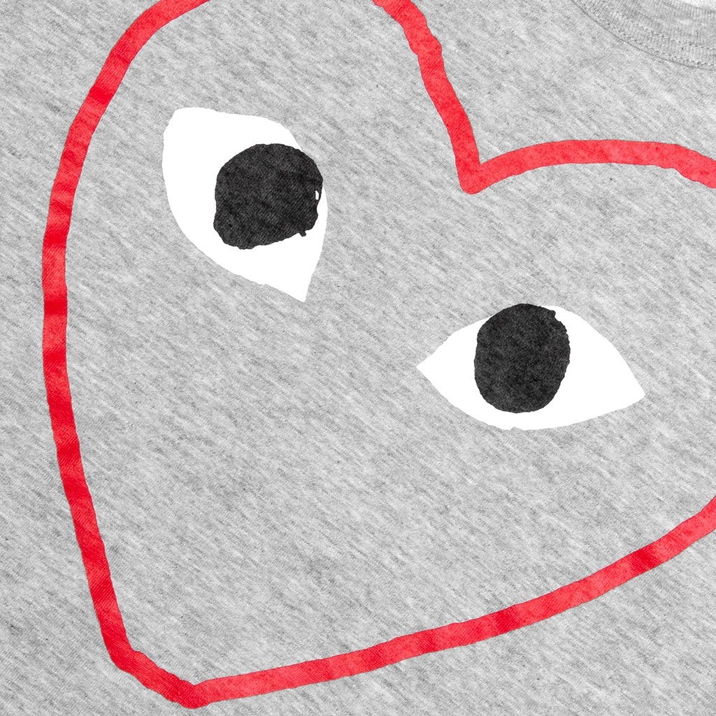 COMME DES GARCONS PLAY WOMEN'S RED HEART SKETCH TEE - GREY - 4