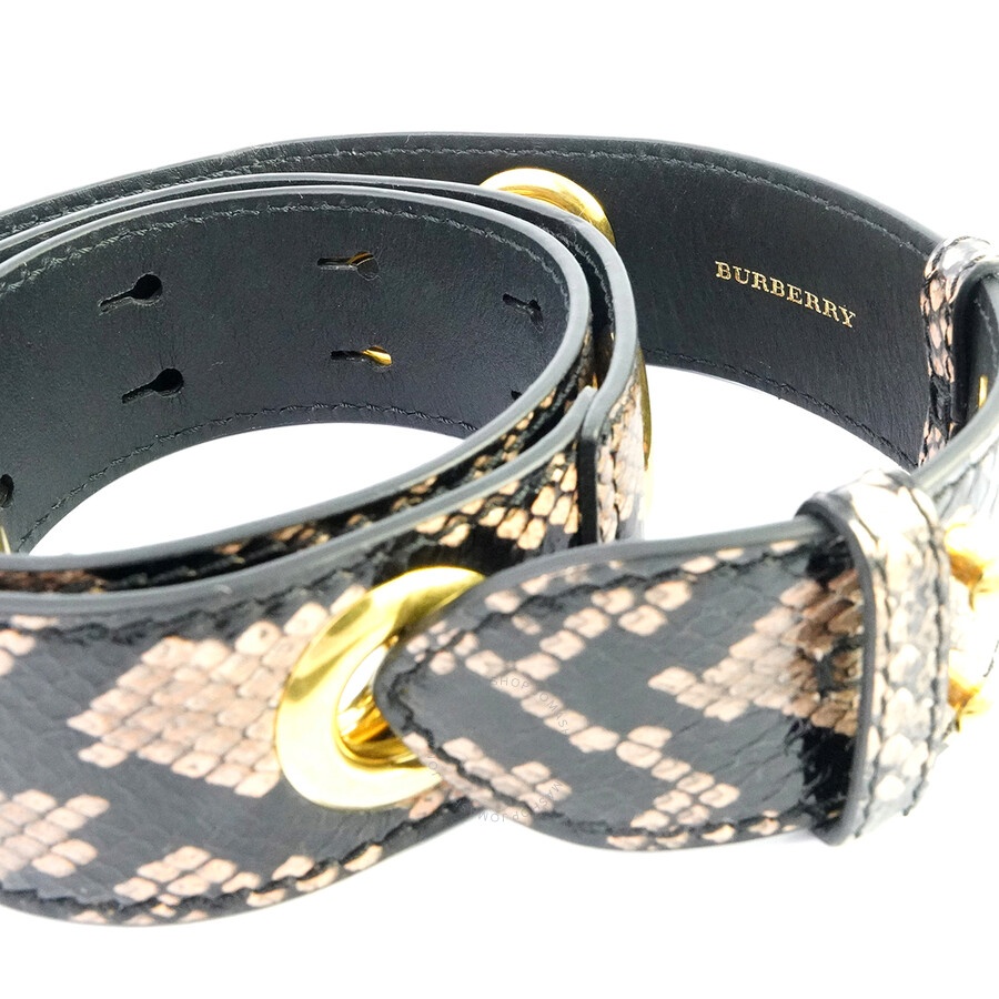 Burberry Pink Apricot Ladies Phyton Print Leather Handbag Belt Strap - 3