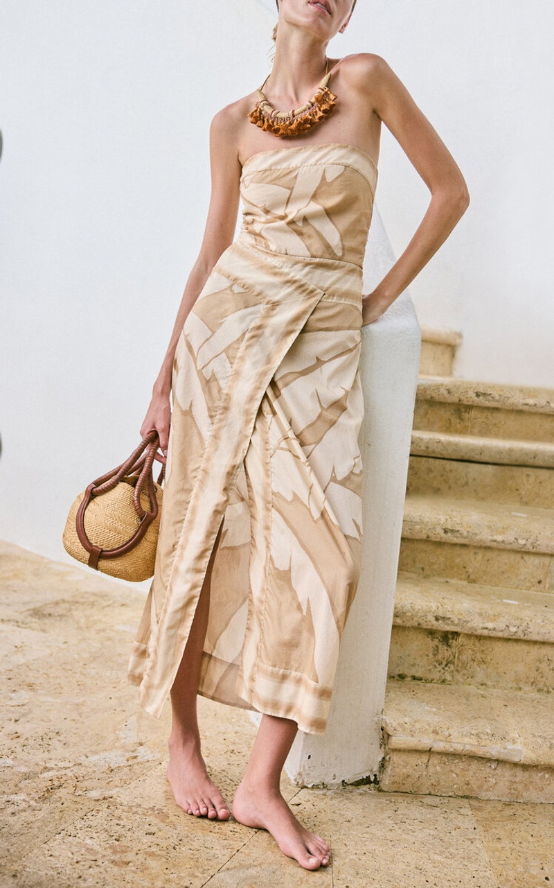 Johanna Ortiz Pontoon Afternoon Printed Cotton Midi Dress nude outlook