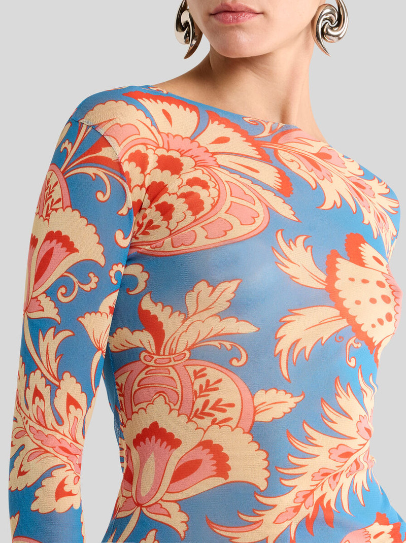 Etro STRETCH TULLE TOP WITH FLORAL MOTIF outlook