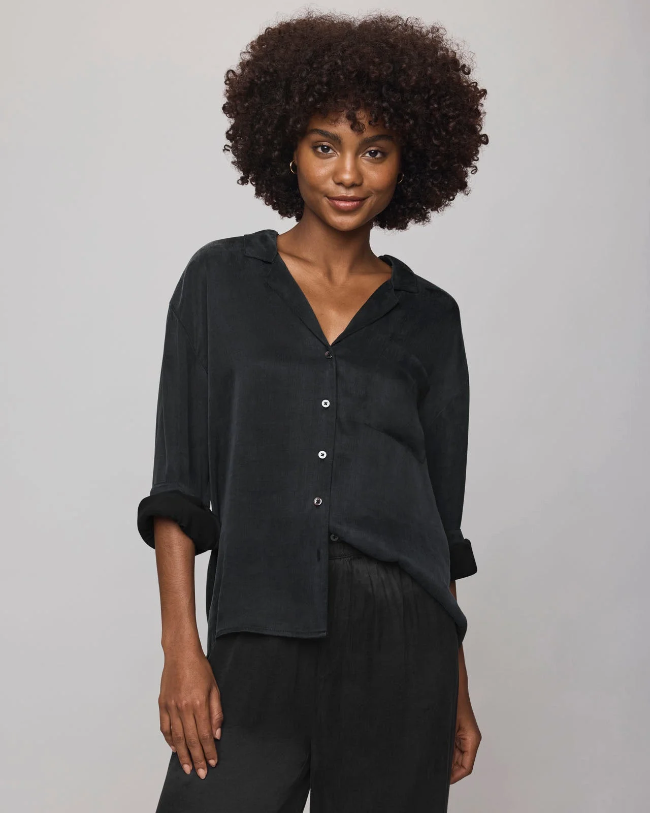 Serena Satin Button Down - 1