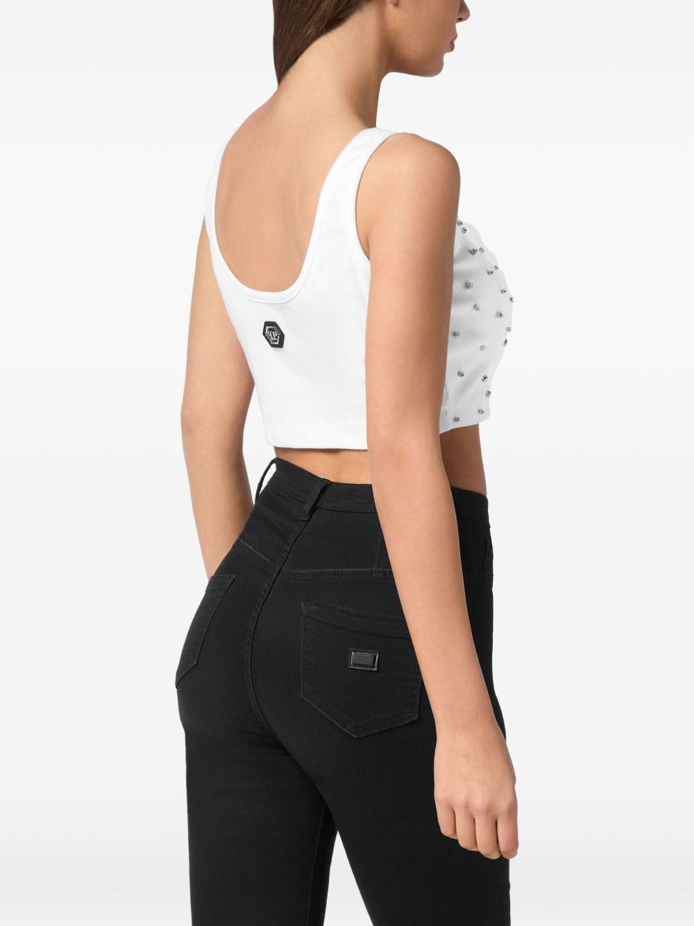 rhinestone-embellished jersey top - 3