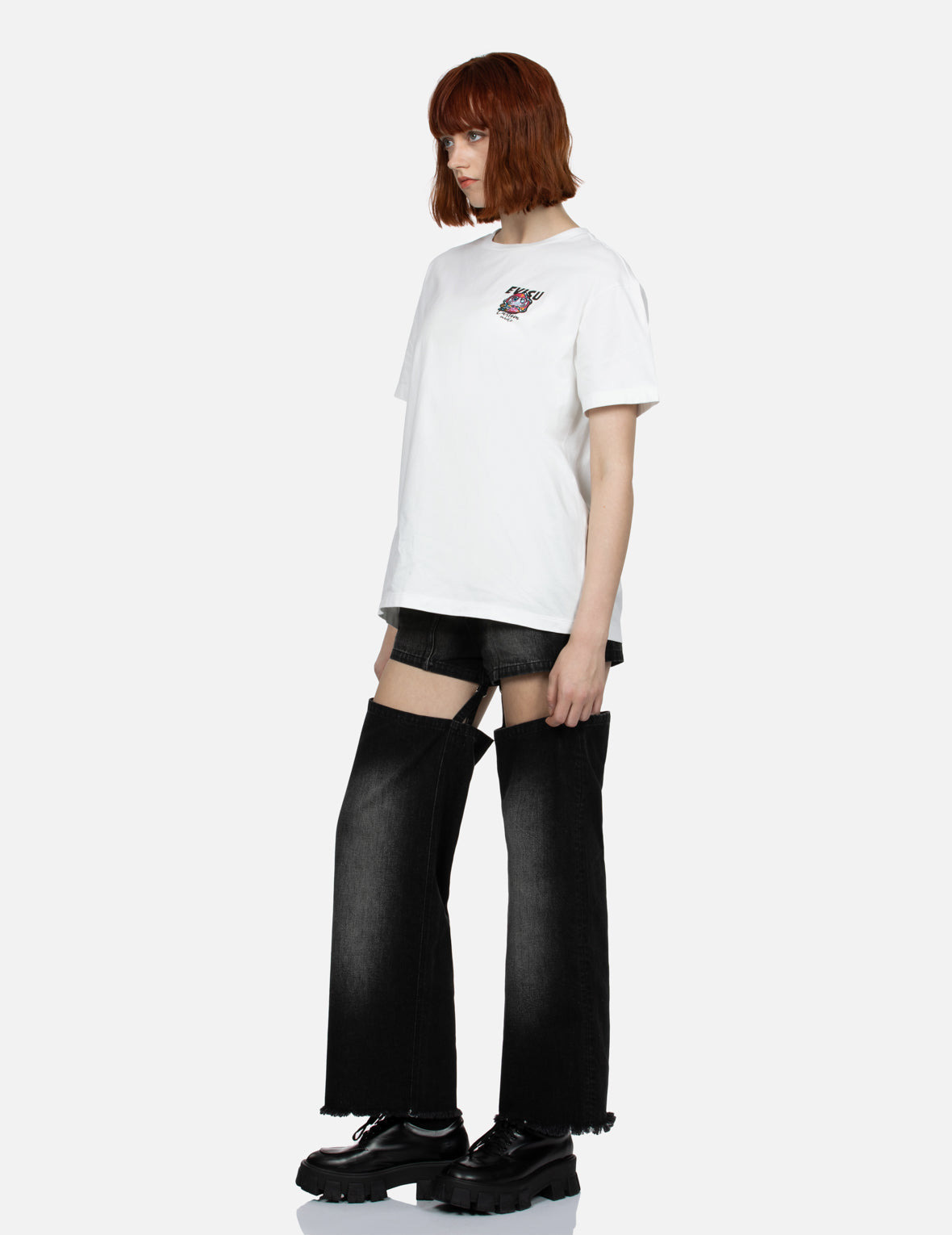 LOGO PRINT AND DARUMA EMBROIDERY BADGE BOYFRIEND T-SHIRT - 3