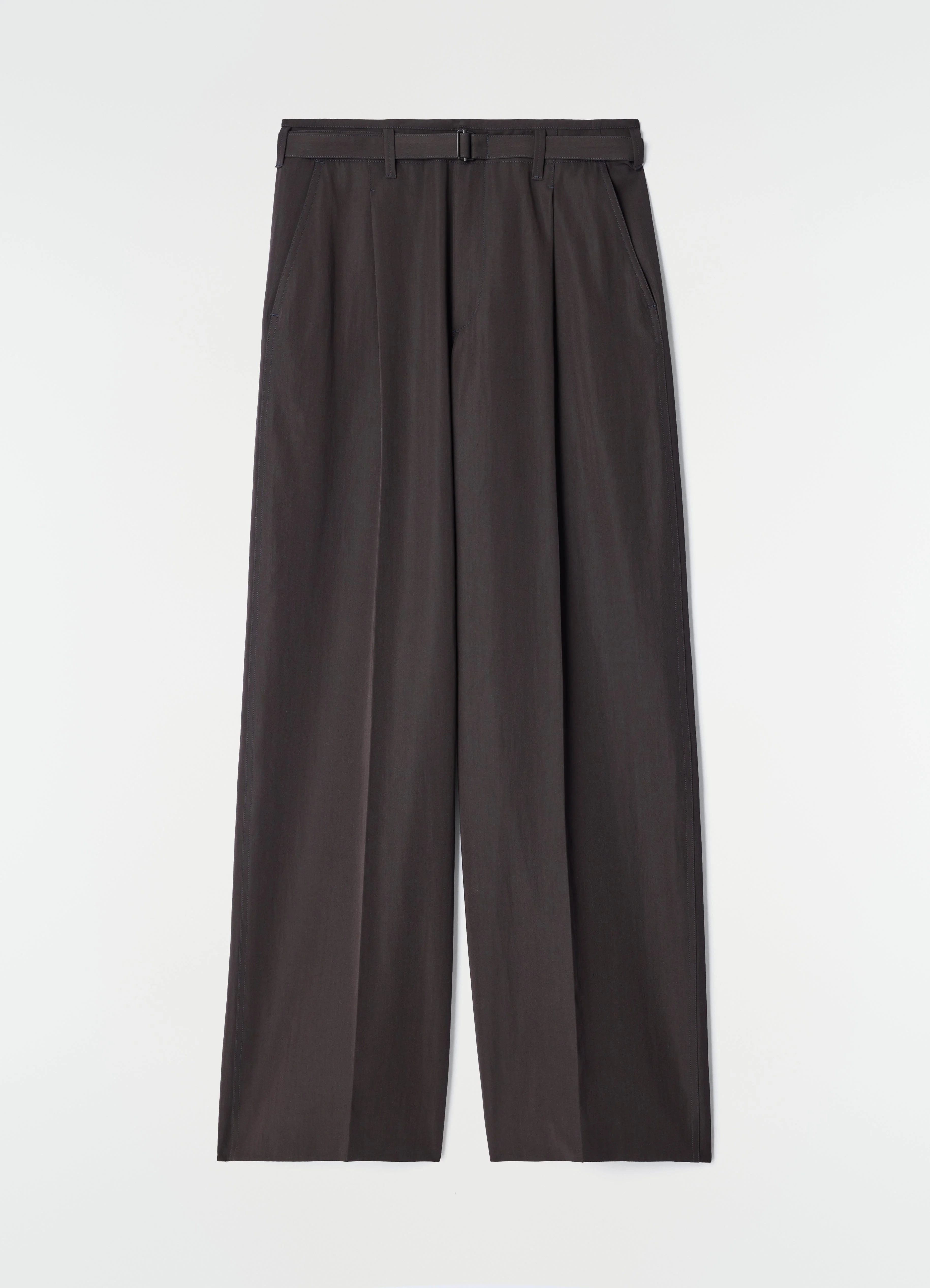 LARGE PLEATED PANTS IN WOOL GABARDINE - 1