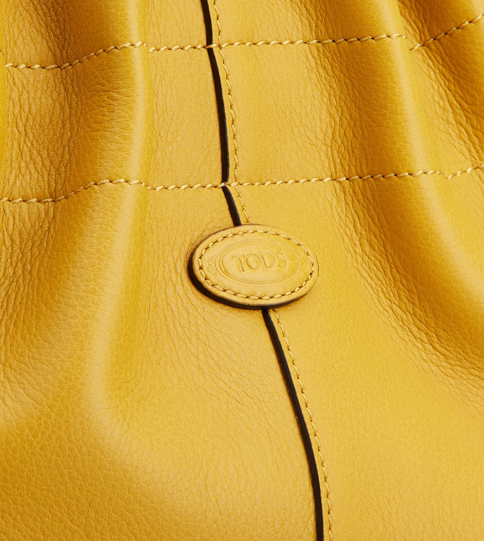 TOD'S DI BAG BUCKET BAG IN LEATHER MINI WITH DRAWSTRING - YELLOW - 5