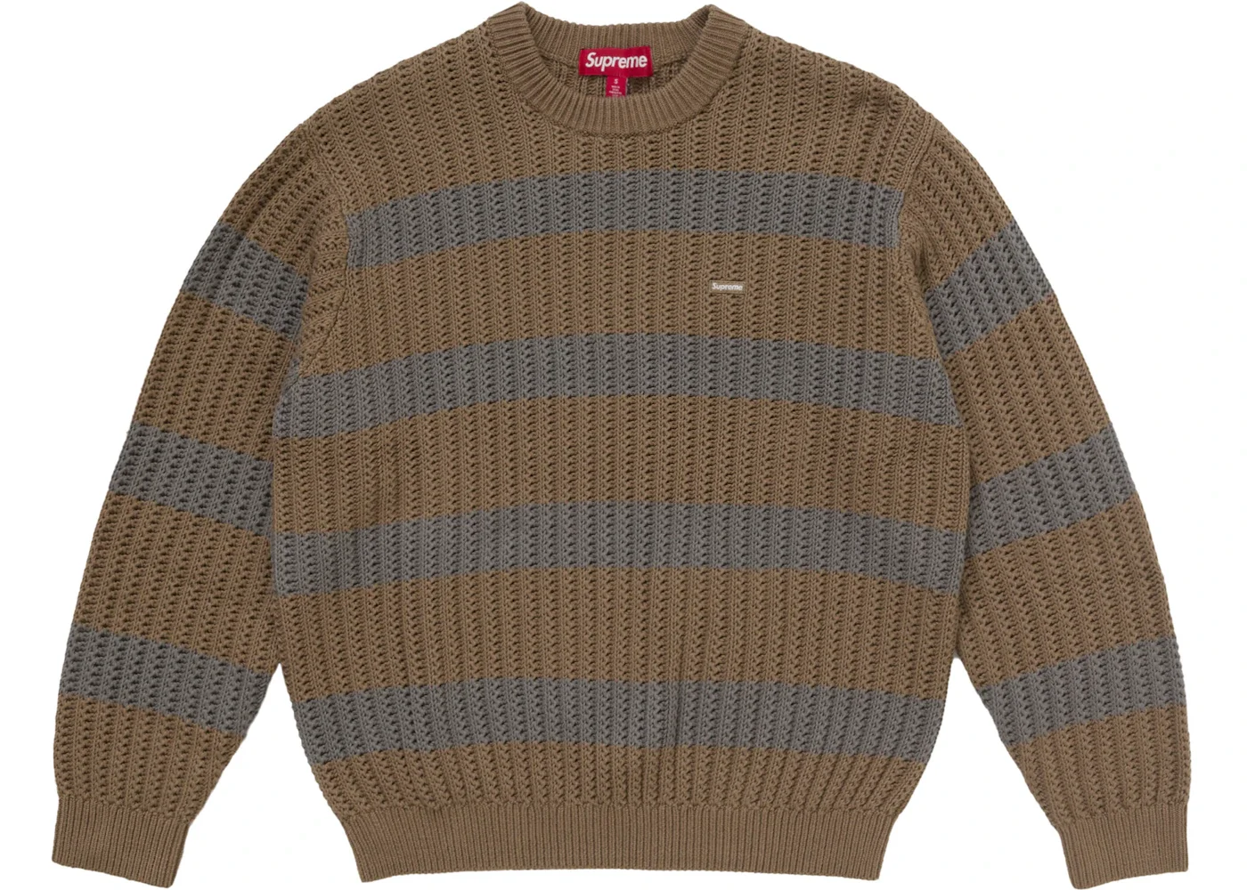 Supreme Loose Gauge Stripe Small Box Sweater Khaki - 1