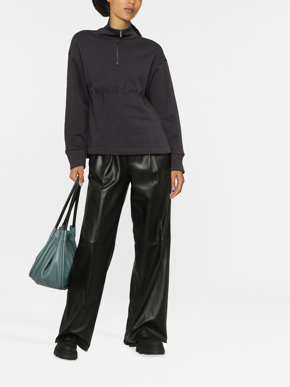logo-embroidered quarter-zip sweatshirt - 2