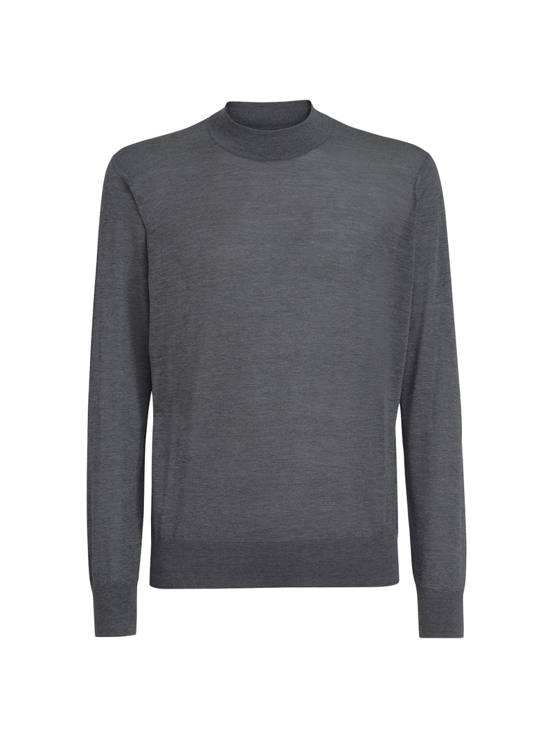 Men's Silk and Cotton Lightweight Sweater - Dark Grey 1