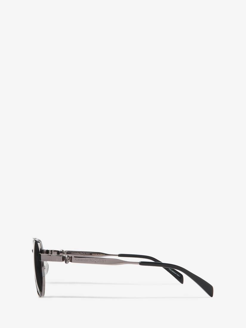 Men's Floating Skull Metal Caravan Sunglasses in Ruthenium - 4