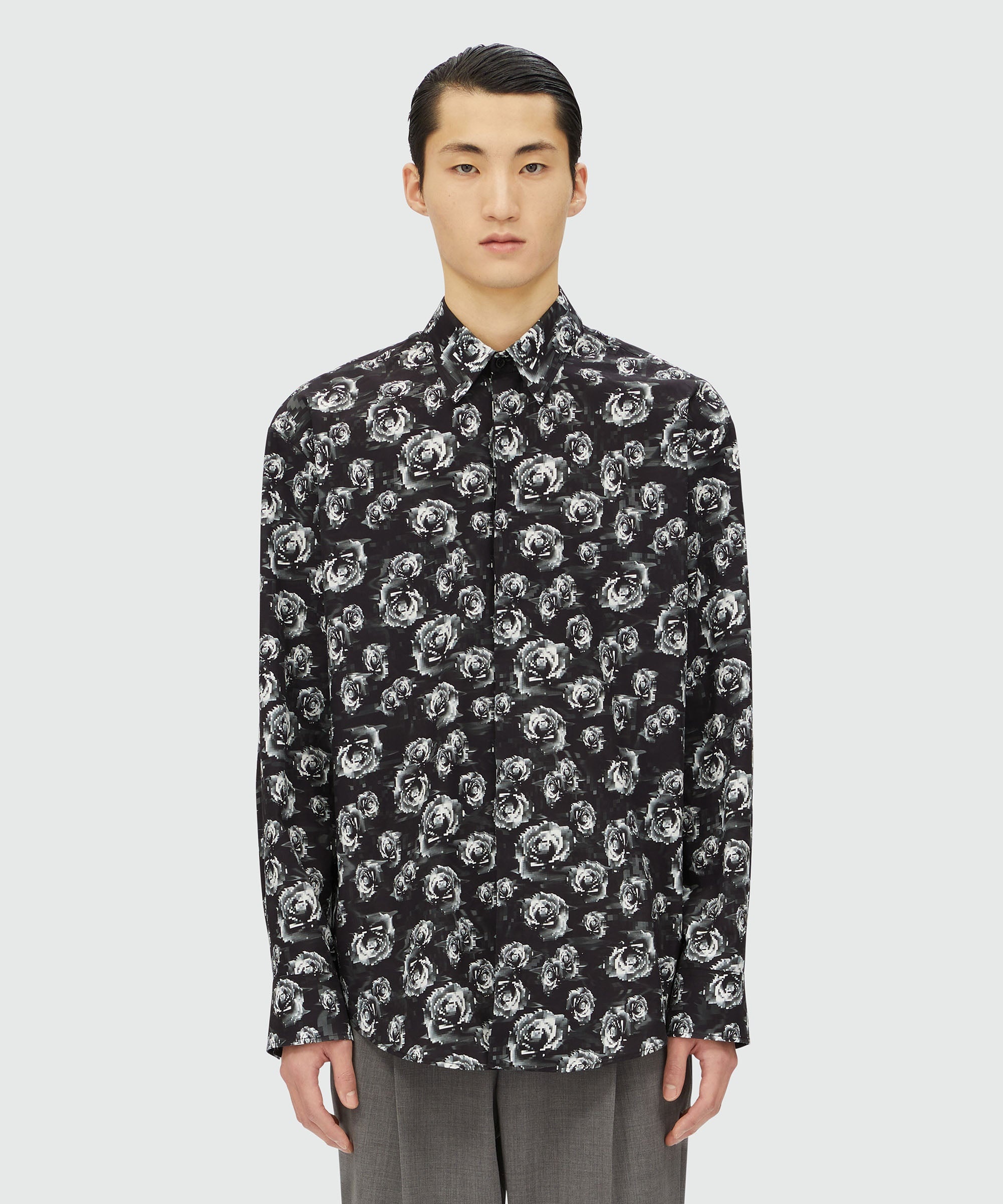 Poplin shirt with "Underground pixelled roses" pattern - 2