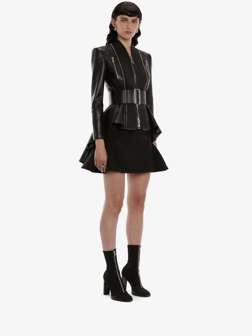 Wool Kickback Mini Skirt in Black - 3