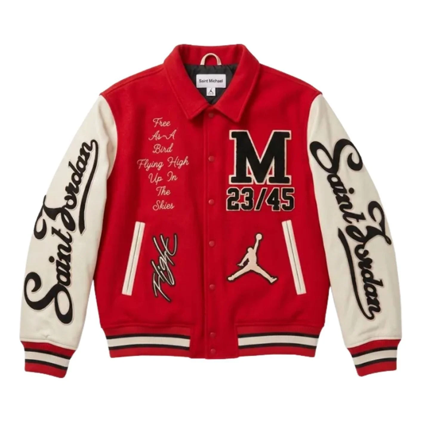 Jordan x Saint Mxxxxxx Varsity Jacket 'University Red White' FV4726-657 - 1