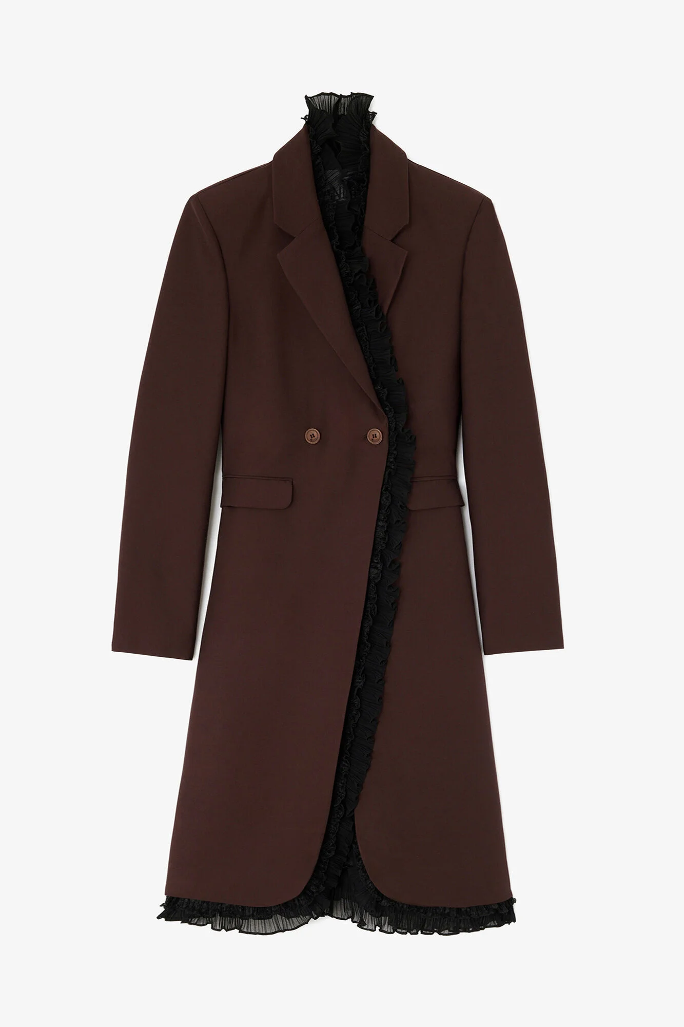 LONG BLAZER IN BROWN WOOL - 1
