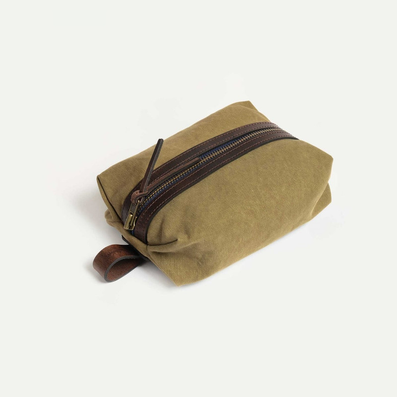 ZAZOU TOILETRY CASE - KHAKI US STONEWASHED 1