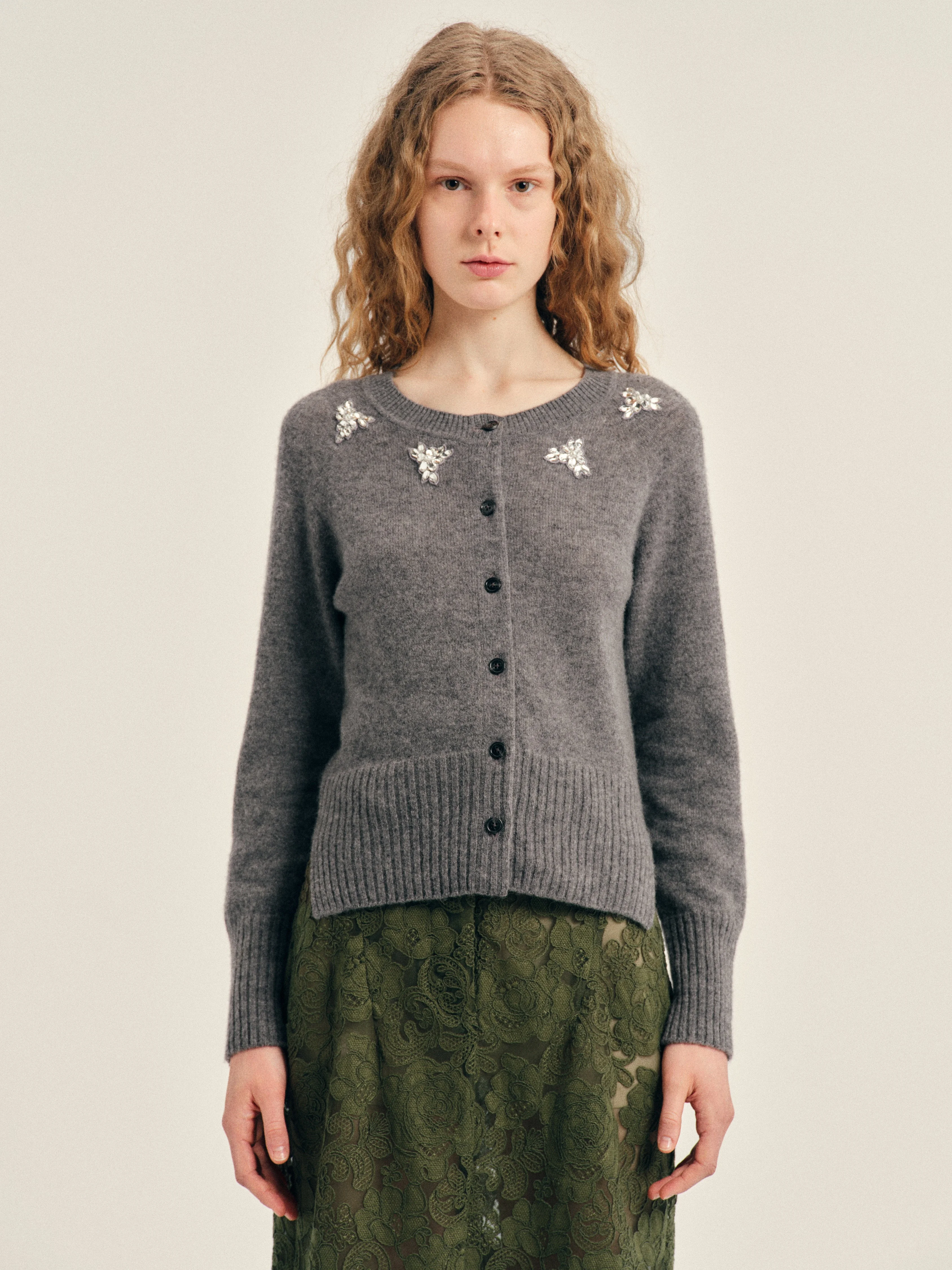 Embellished Relaxed Cashmere Cardigan - 1