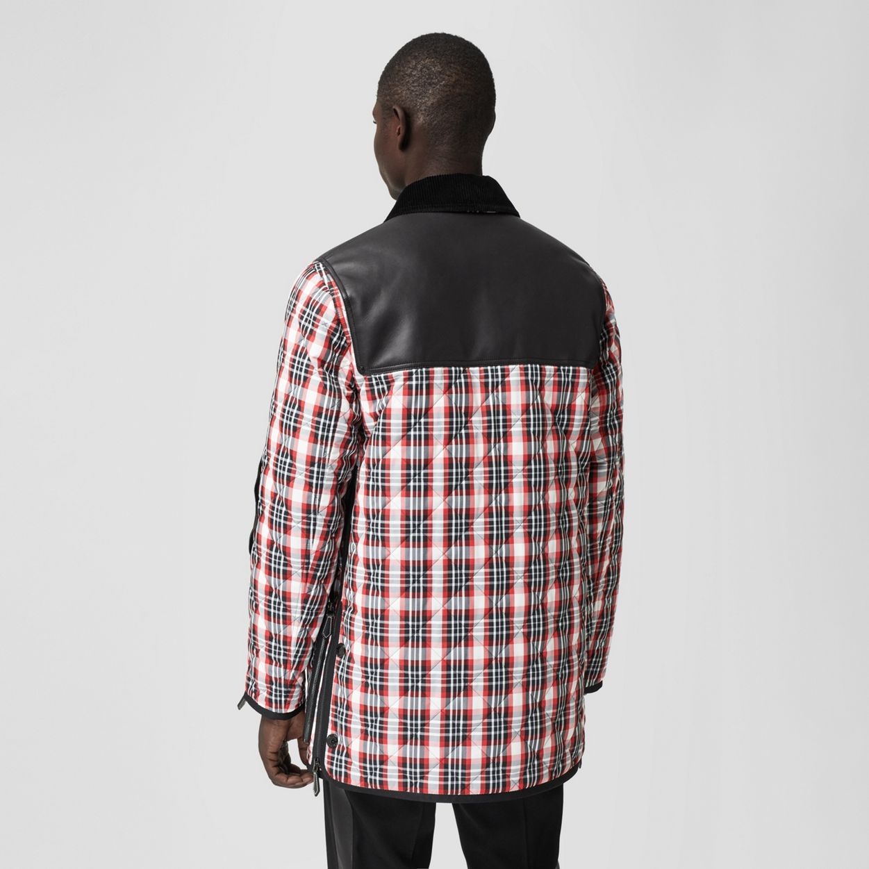 Lambskin Panel Diamond Quilted Tartan Barn Jacket - 4