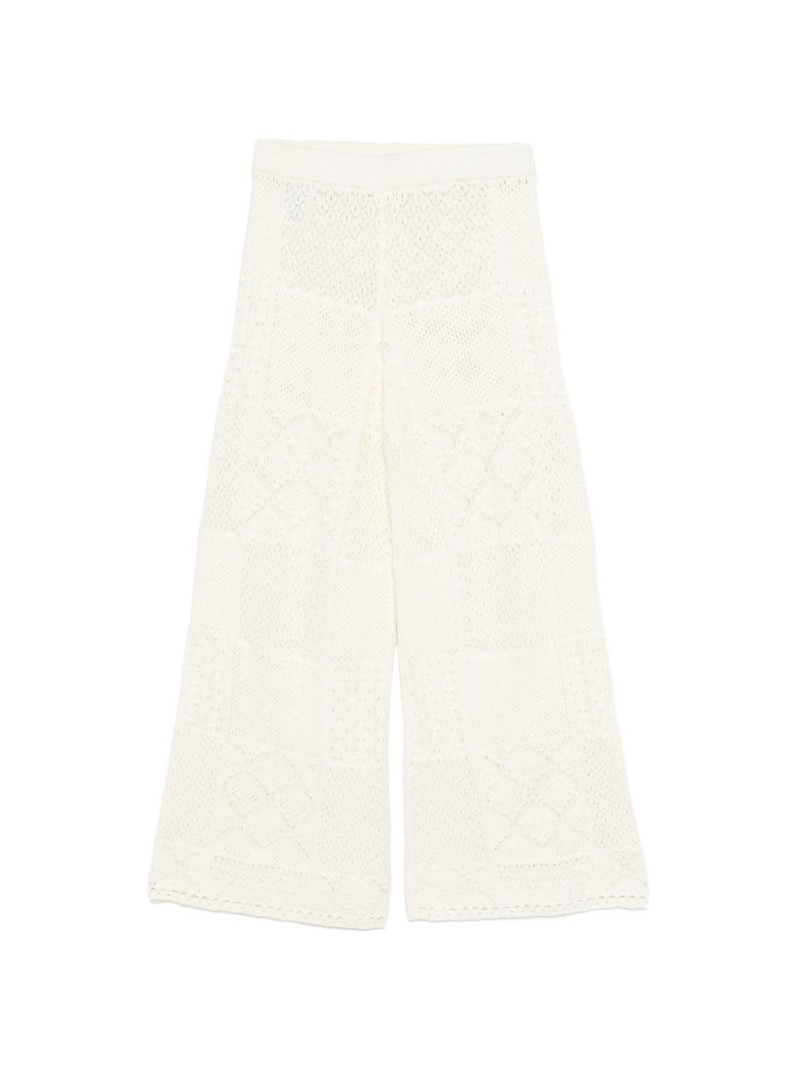 patchwork crochet-knit trousers 1