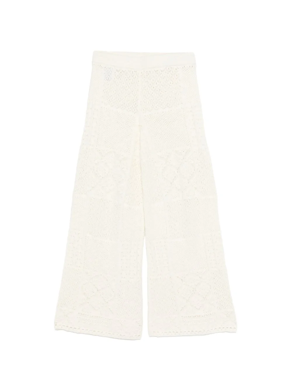 patchwork crochet-knit trousers - 1
