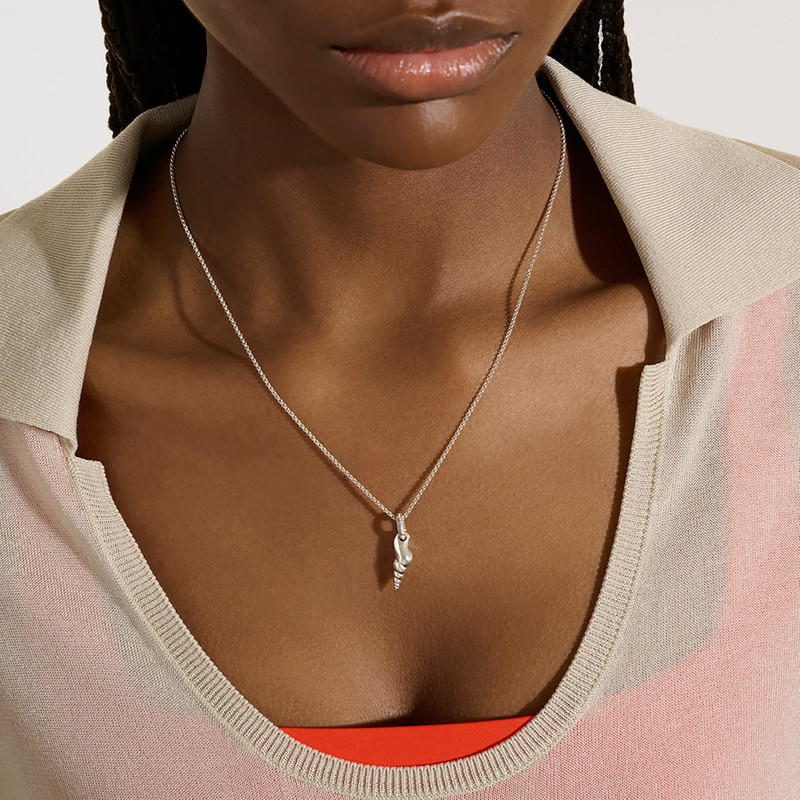 Shell Talisman Necklace, Sterling Silver, Diamonds 4