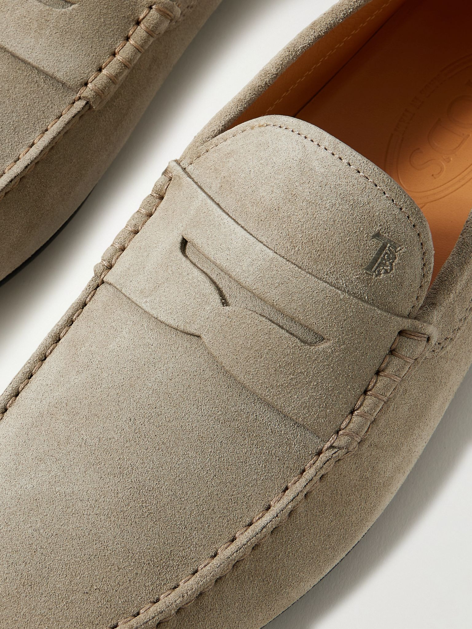 City Gommino Logo-Debossed Suede Driving Shoes Mushroom - 5