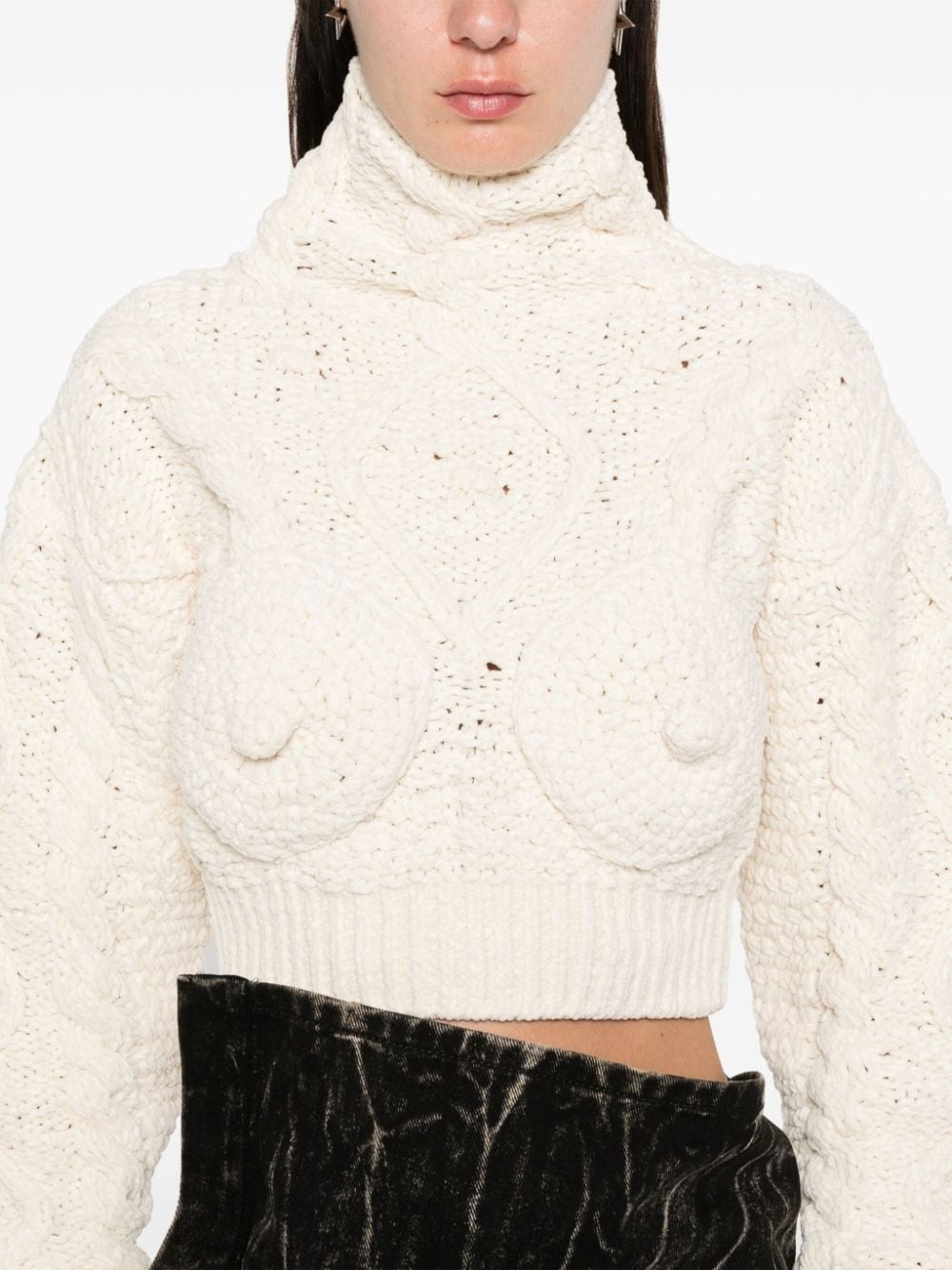 conical-bra detail cropped sweater - 5