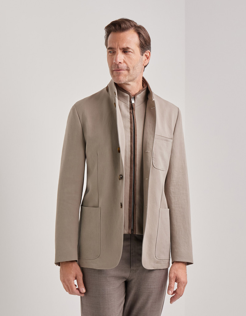 LIGHT BLUE AND BLUE SILK AND CASHMERE REGULAR-FIT OVERCHECK JACKET 149