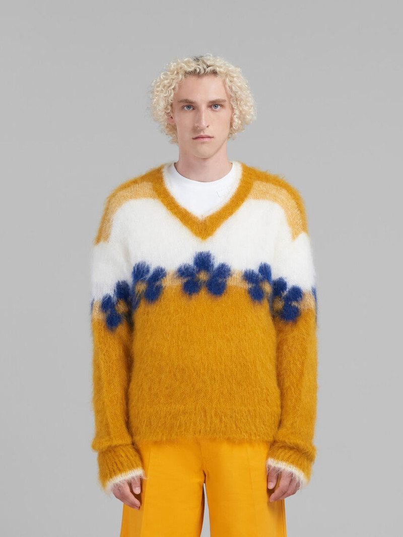 Marni ORANGE MOHAIR JUMPER WITH FLOWERS outlook