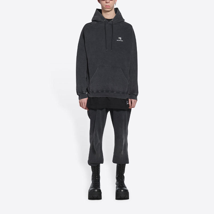 Balenciaga Sporty B Hoodie Medium Fit 'Black' 600583TLVA11070 - 3