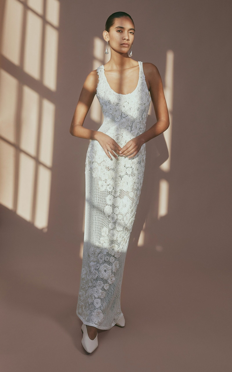 HEIRLOME Emily Flower-Detailed Knit Silk Gown ivory outlook