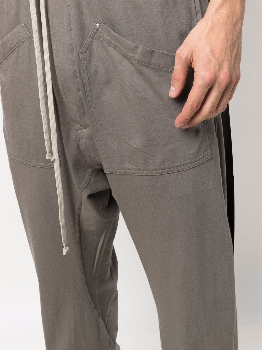 drop-crotch drawstring cotton trousers - 5