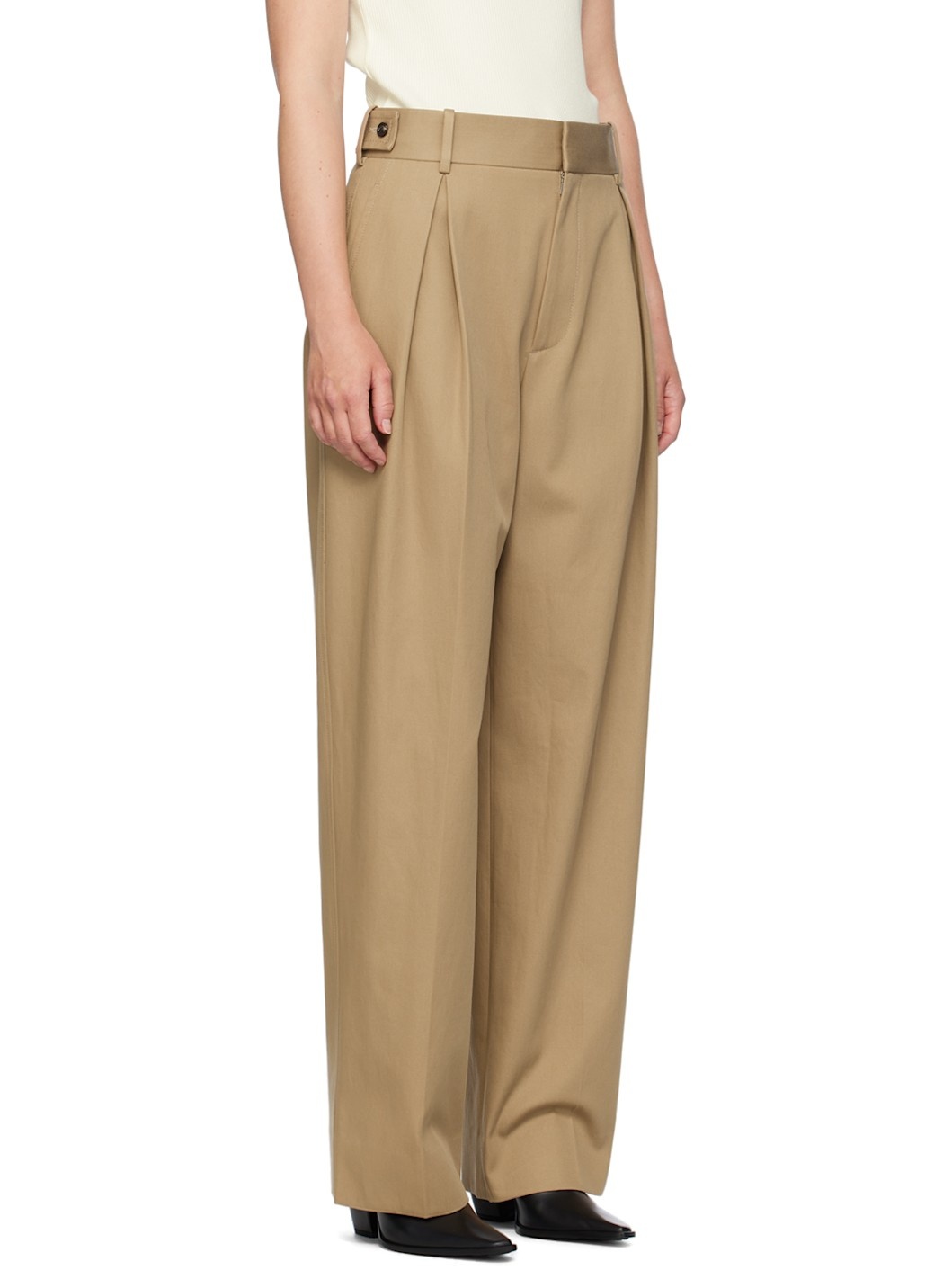 Tan Tapered Trousers - 2