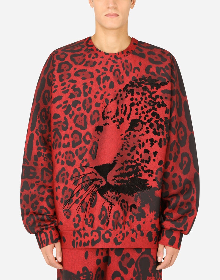 Leopard-print technical jersey sweatshirt - 1