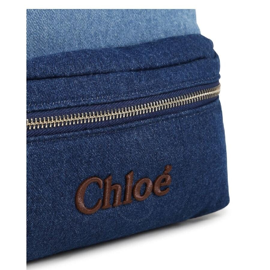 Chloe Two Tone Logo Embroidered Cotton Backpack - 4