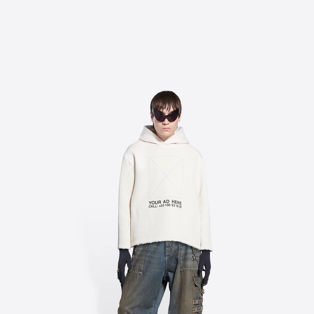 Women's Your Ad Here Cropped Hoodie in White - 3