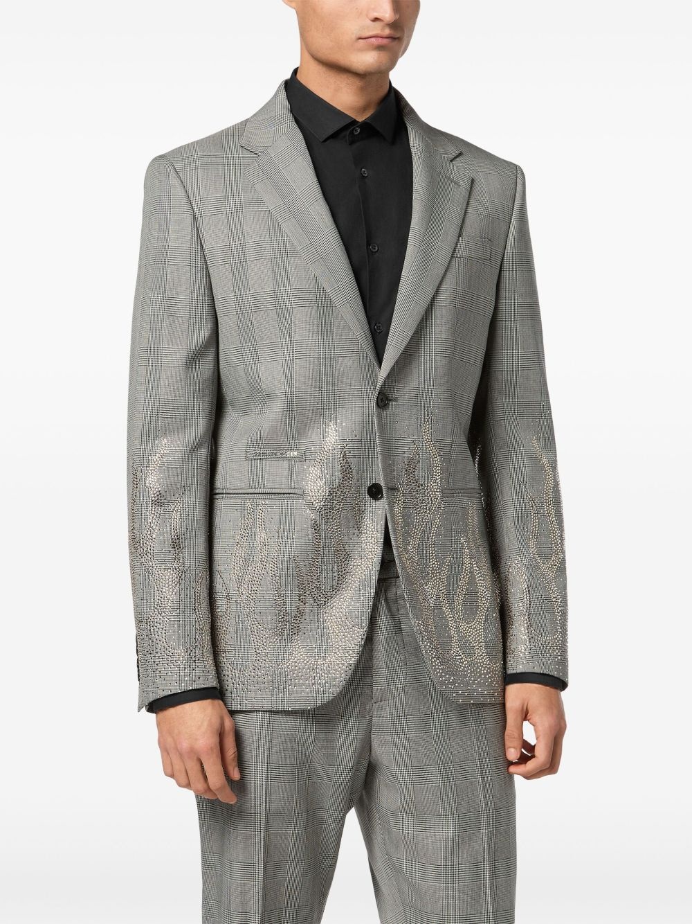 rhinestone-flame embellished blazer - 3