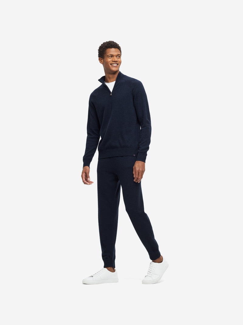 Men's Half-Zip Sweater Finley Cashmere Navy - 2