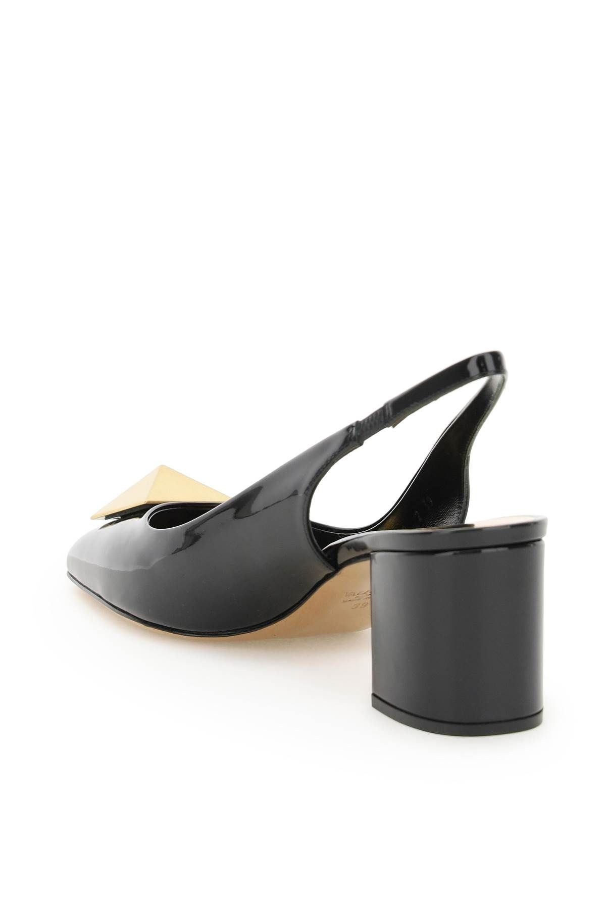 ONE STUD PATENT LEATHER SLINGBACK PUMPS - 2