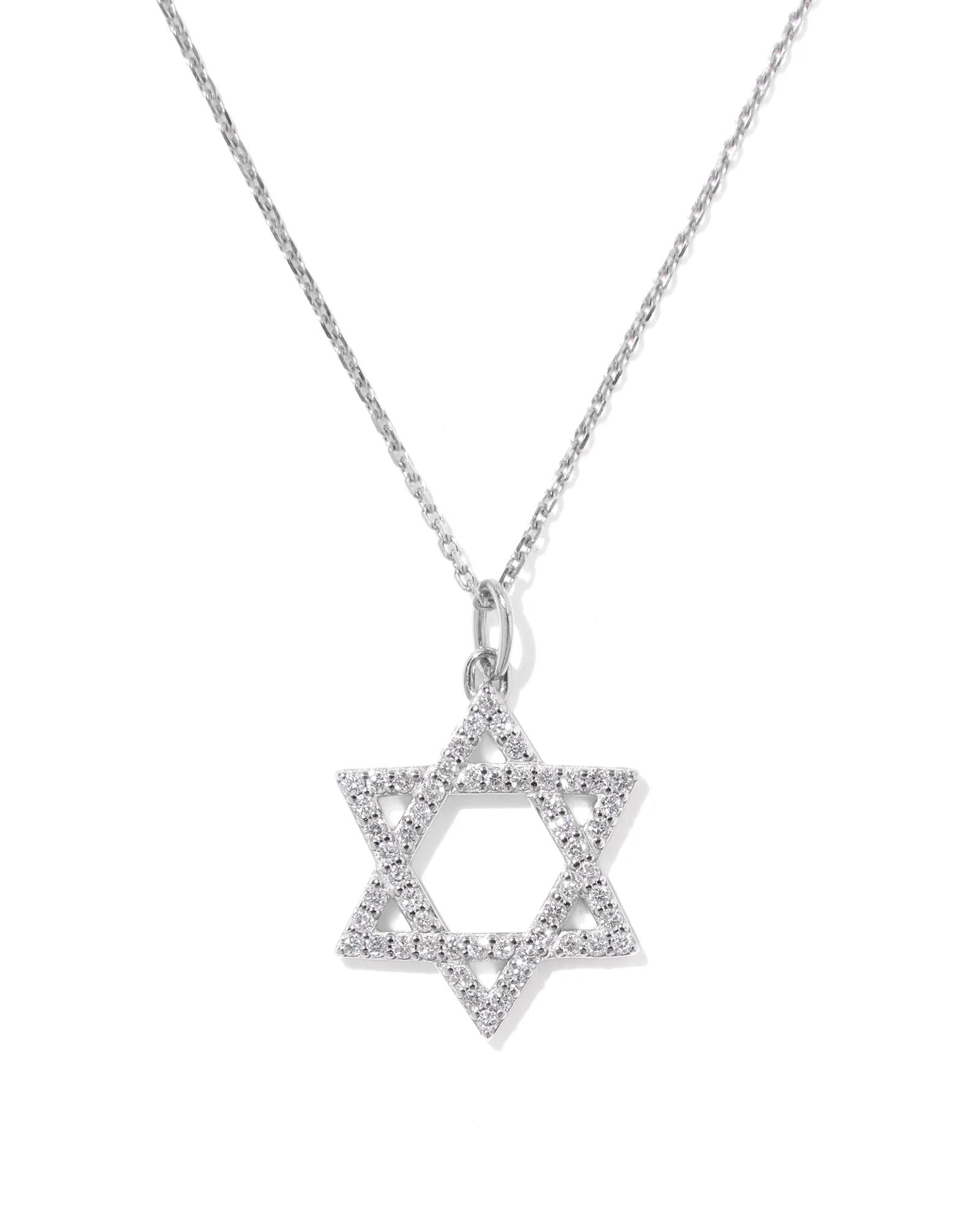 0.26 ct Lab Grown Diamond Star of David Pendant Necklace in 14k White Gold - 1