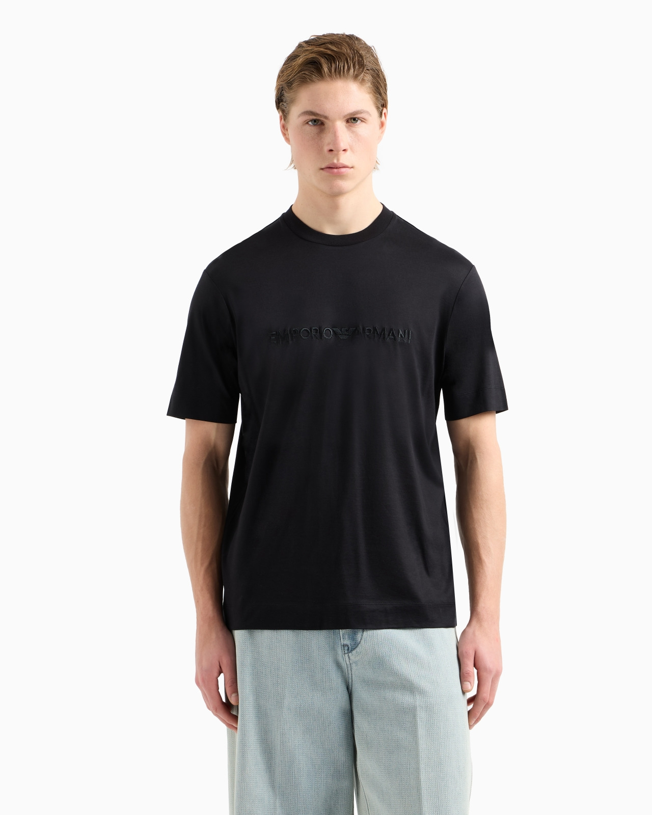 ASV JERSEY-LYOCELL BLEND T-SHIRT WITH EMPORIO ARMANI EMBROIDERY - 4