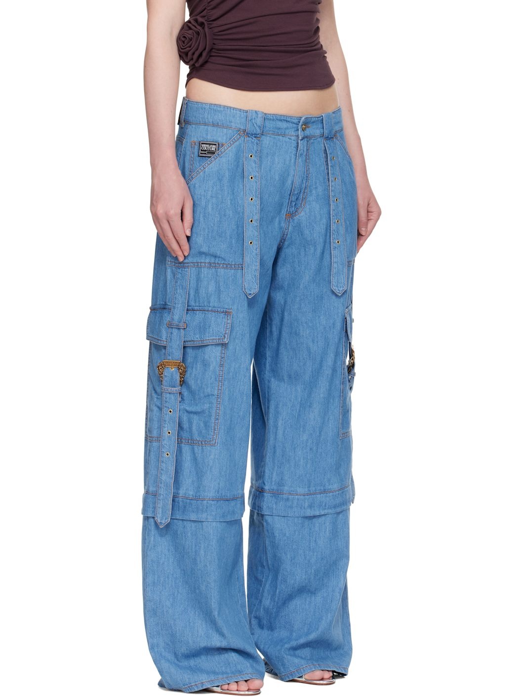Blue Baroque Buckle Cargo Jeans - 2