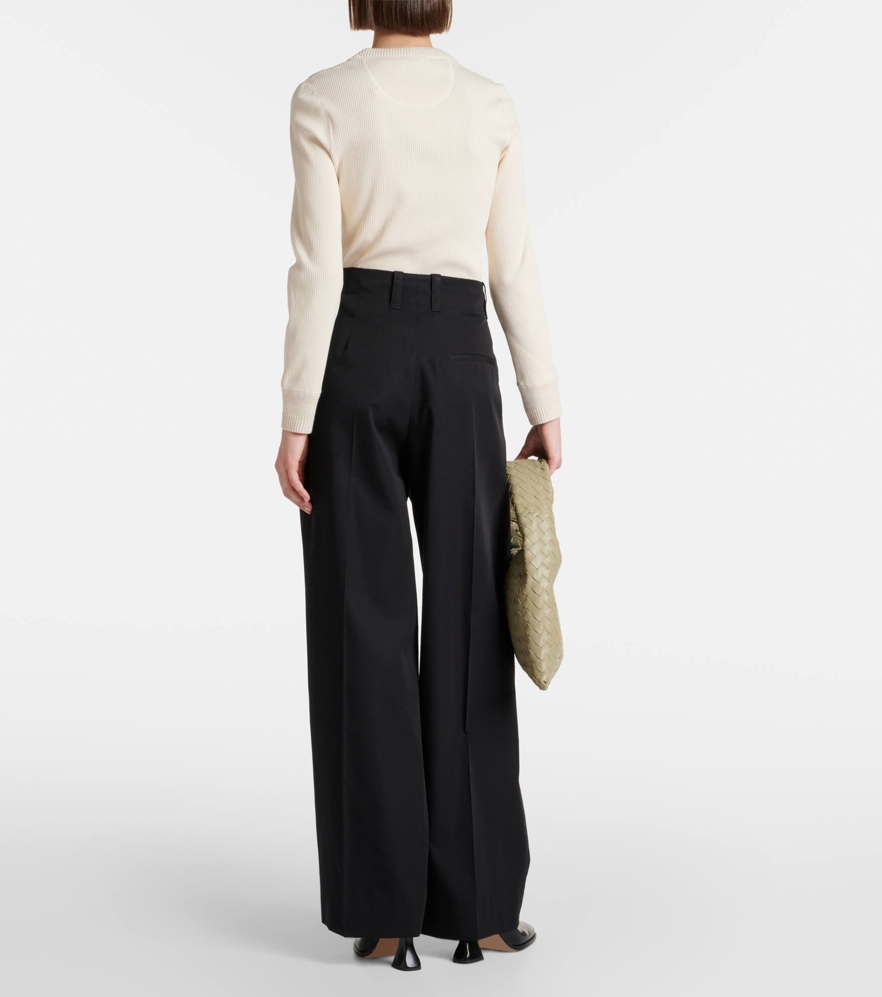 Mid-rise cotton and silk wide-leg pants - 3
