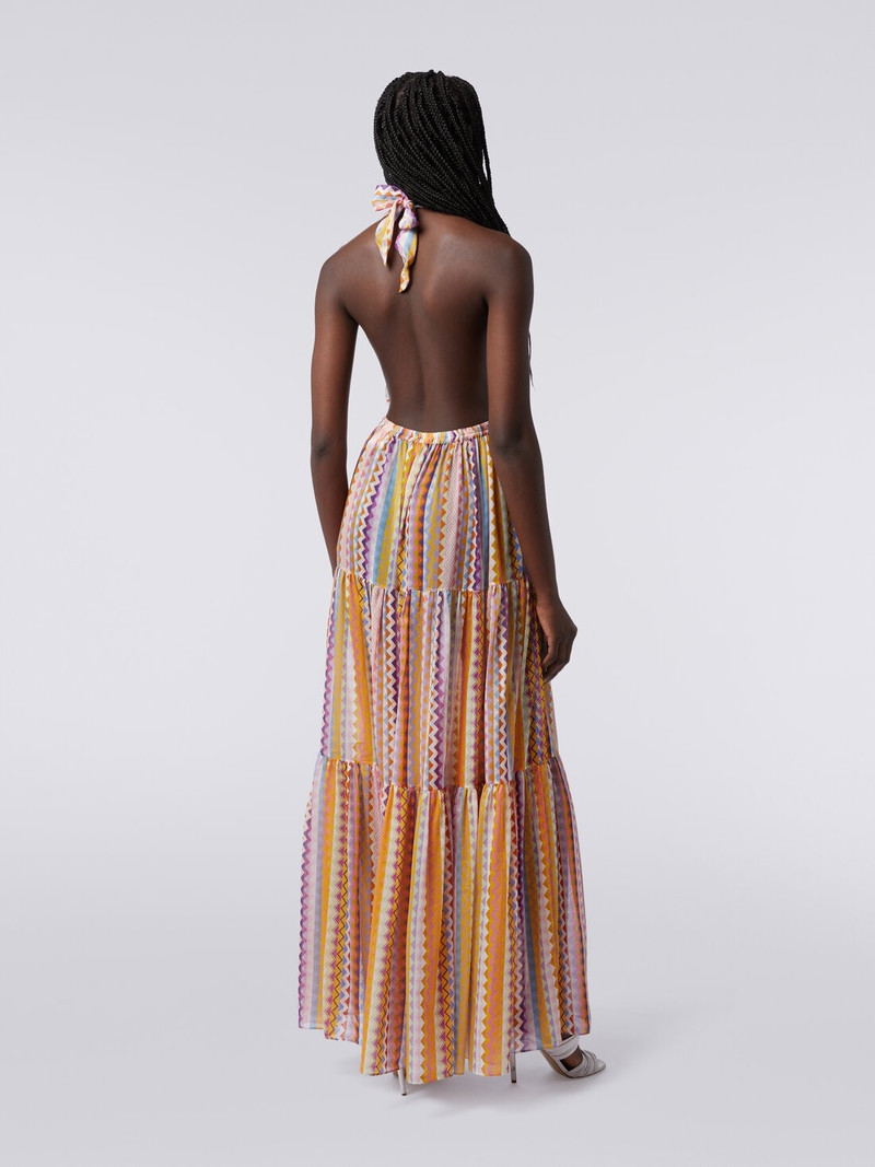 Long printed cotton and silk cover-up dress 4