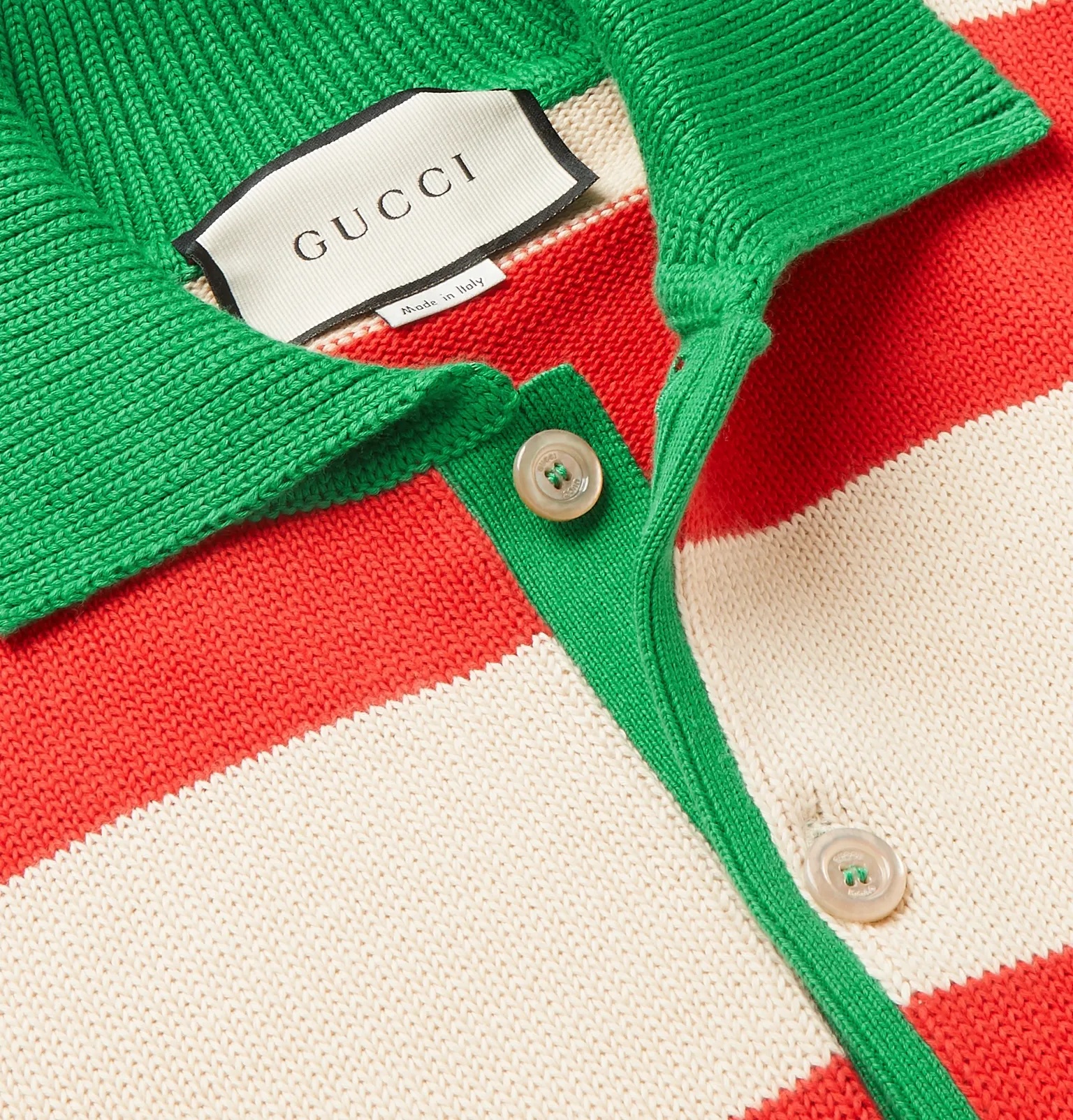 Logo-Embroidered Striped Cotton Half-Placket Sweater - 6