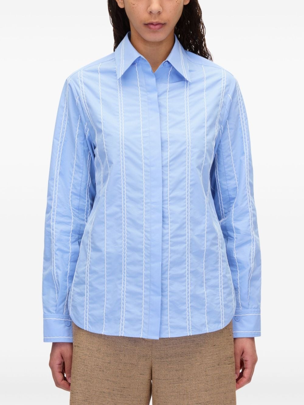 stripe-pattern cotton-blend shirt - 4