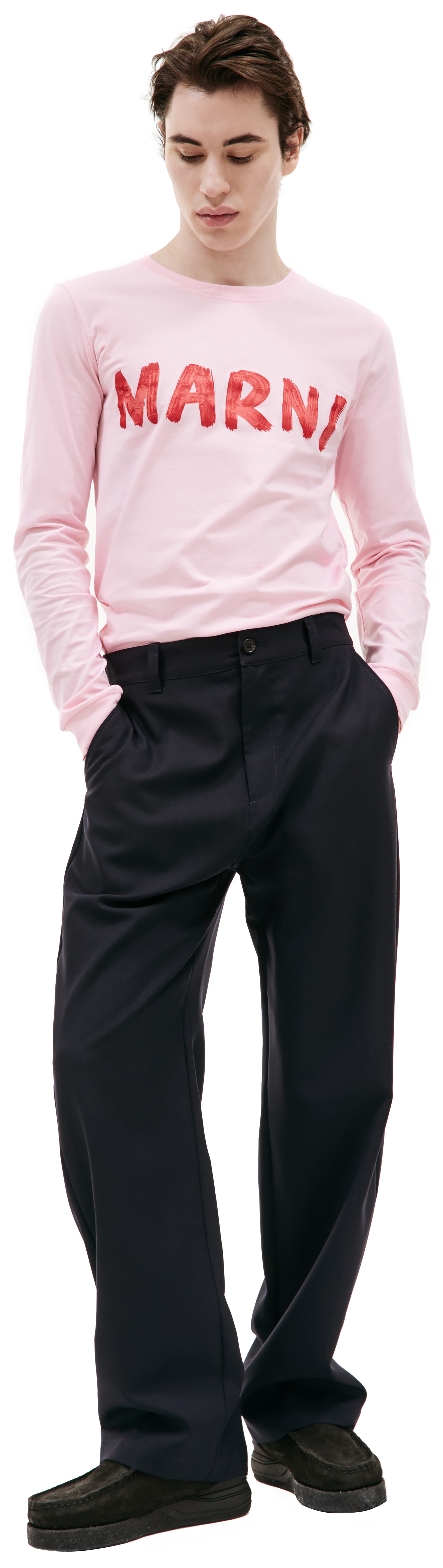 NAVY STRAIGHT TROUSERS - 1