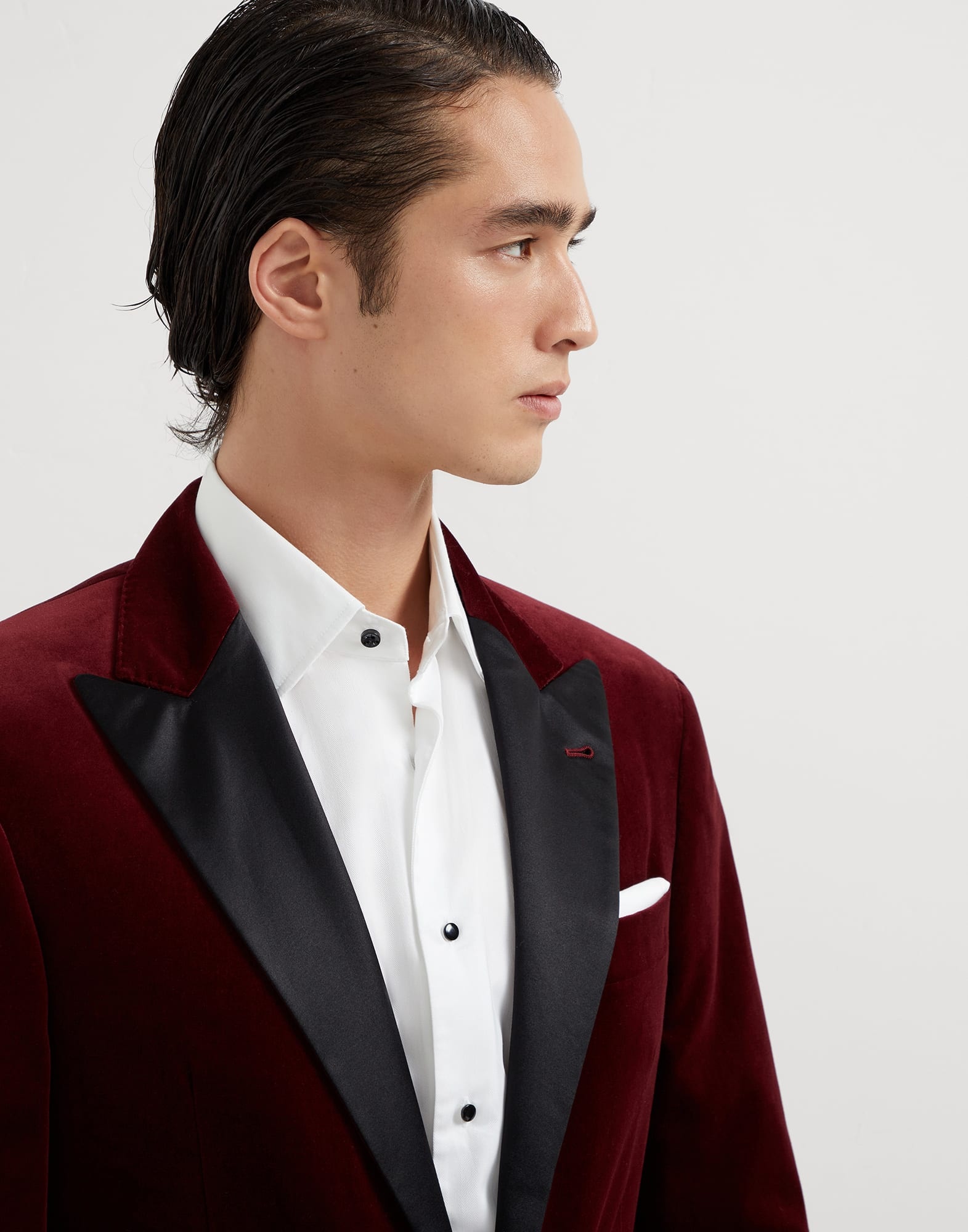 Cotton velvet tuxedo jacket with peak lapels - 3