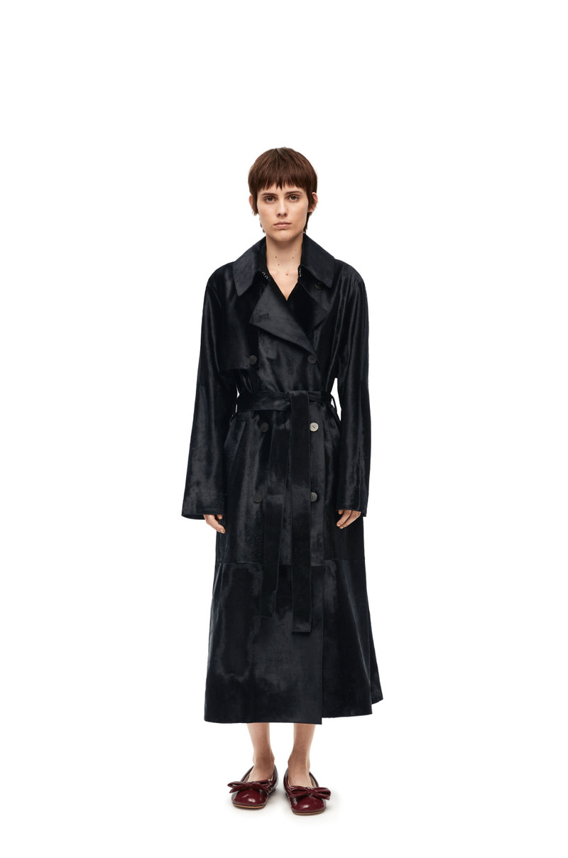 Trench coat in hairy calfskin 1