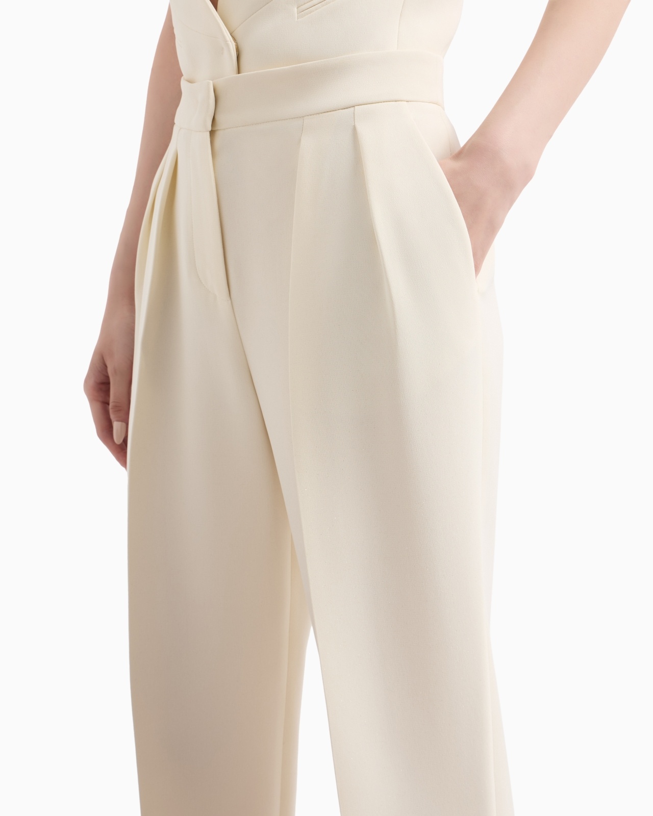 GLITTER SILK CADY TROUSERS WITH PLEATS - 5