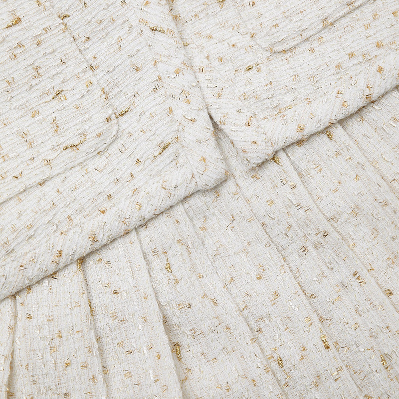 self-portrait Cream Metallic Boucle Mini Jacket Dress - AW23-117SA-C |  REVERSIBLE